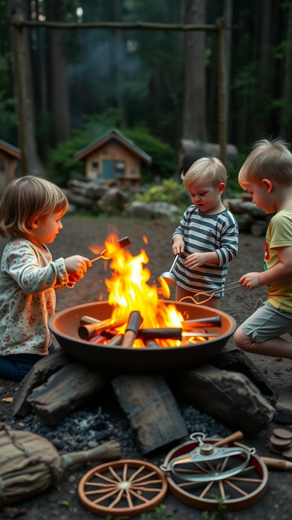 Children roasting marshmallows over a campfire