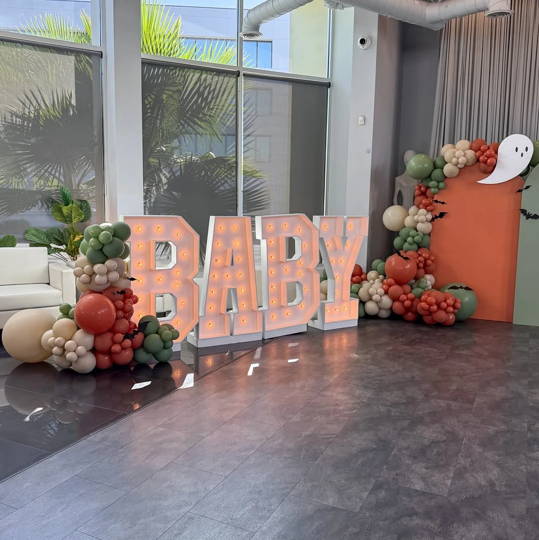 Ghost balloon baby shower photo corner