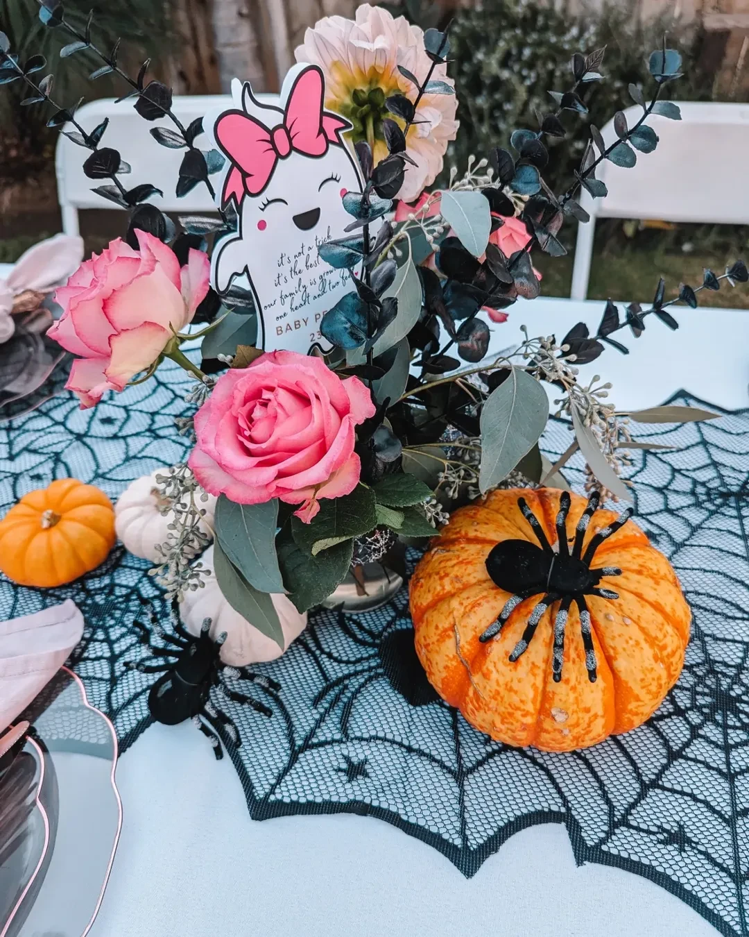 Haunted mansion baby shower dessert area