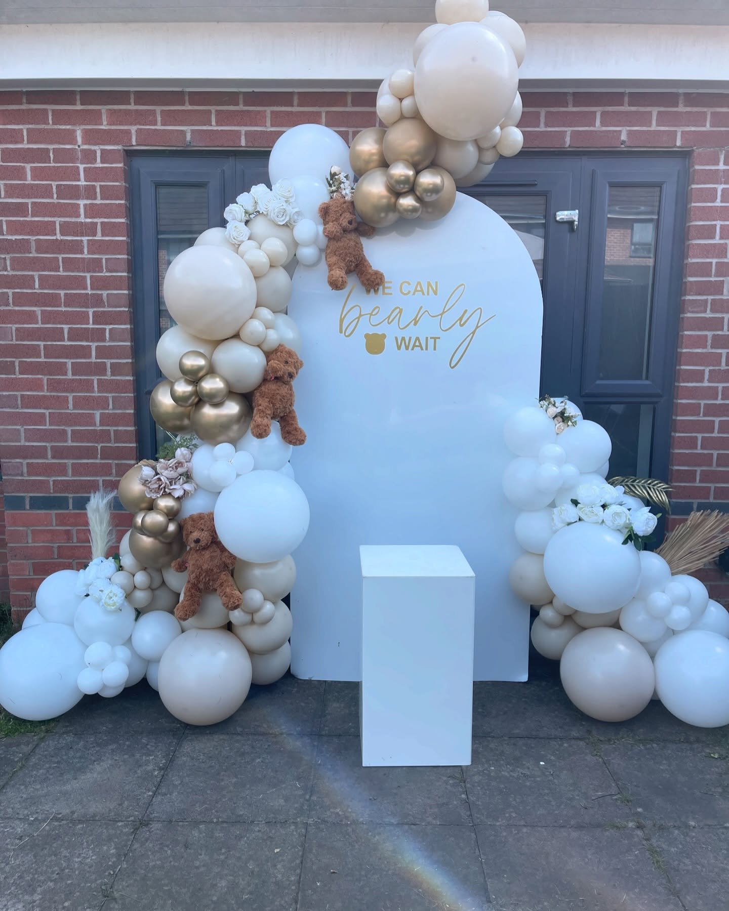 Wooden Baby Blocks and Floral Backdrop