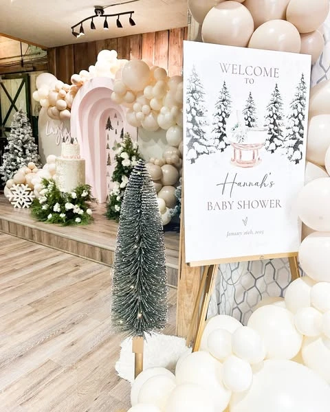 Snowy Woodland Welcome Sign