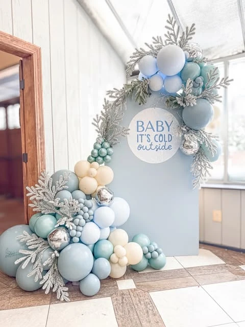 Blue Floral Photo Backdrop