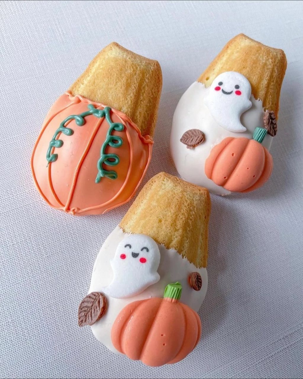 Pumpkin and Ghost Dipped Madeleines