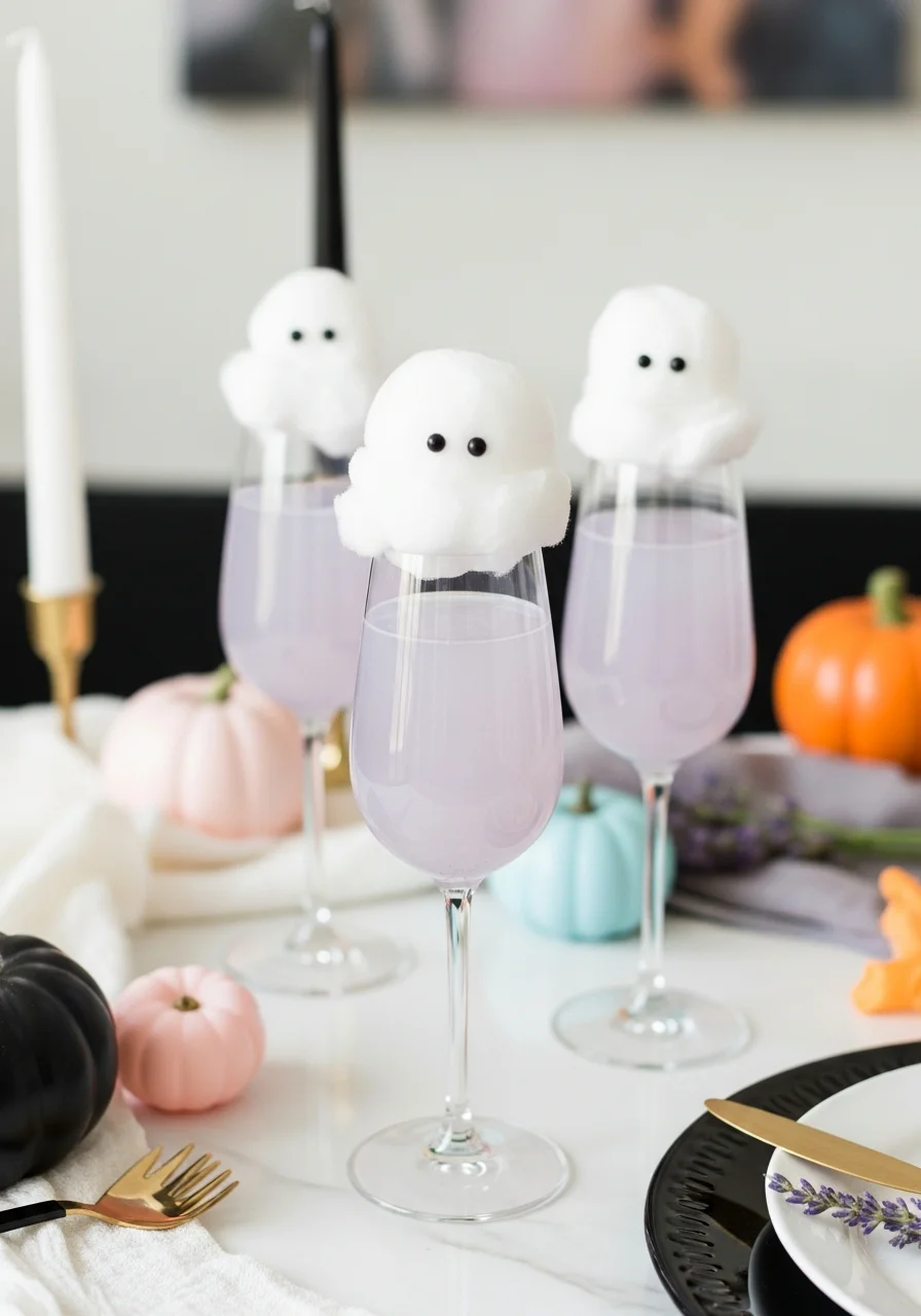 Cotton Candy Ghost Mocktail Flutes