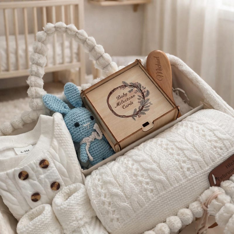 Personalized Wooden Milestone Basket