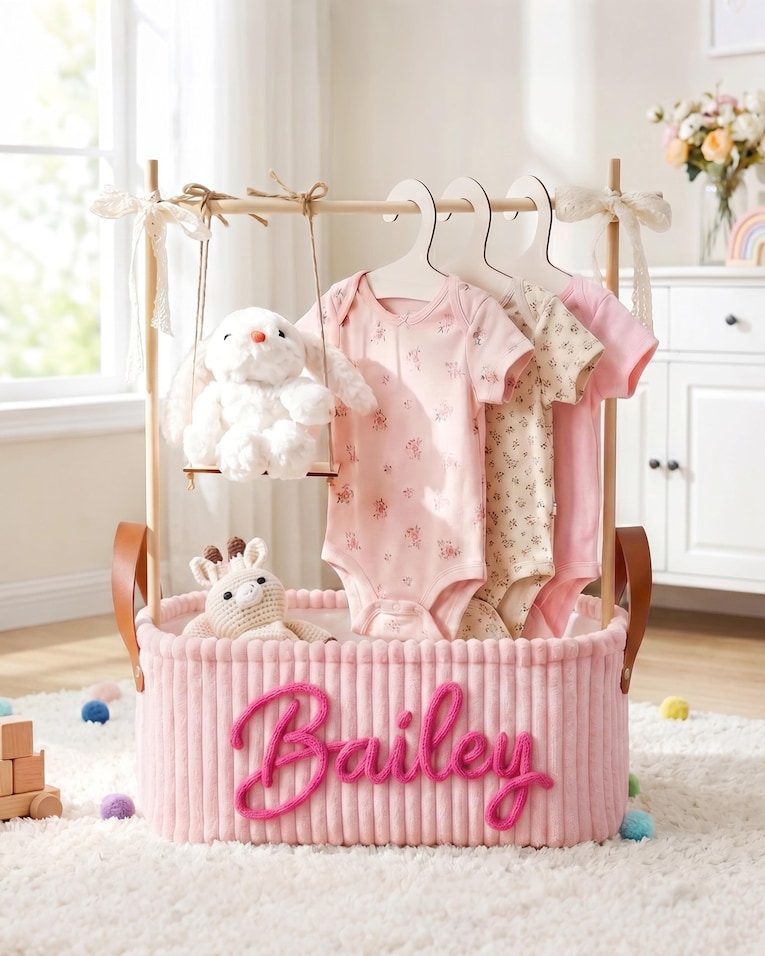 Custom Name Corduroy Mini Rack Basket