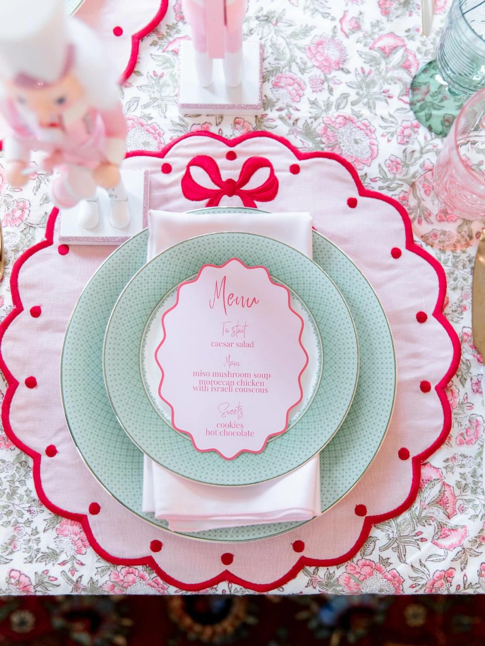 Golden charger place setting for a merry little baby shower