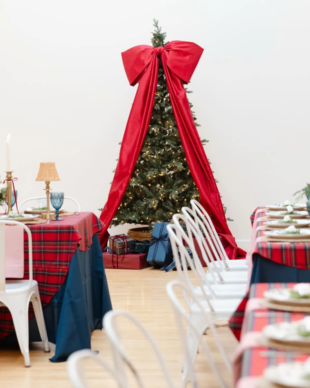 Cozy candlelit dining setup for a merry little baby shower