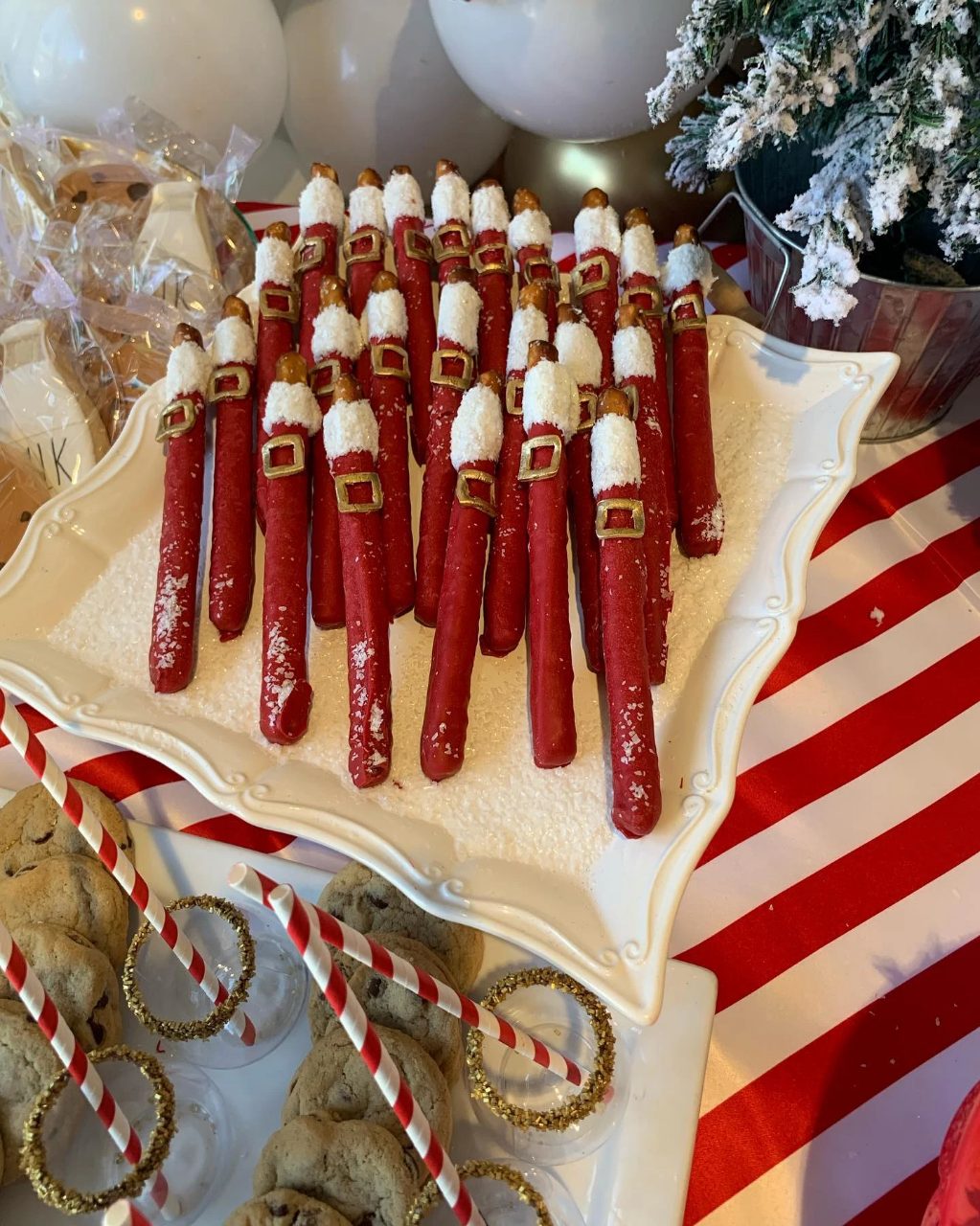 Santa pretzel rods