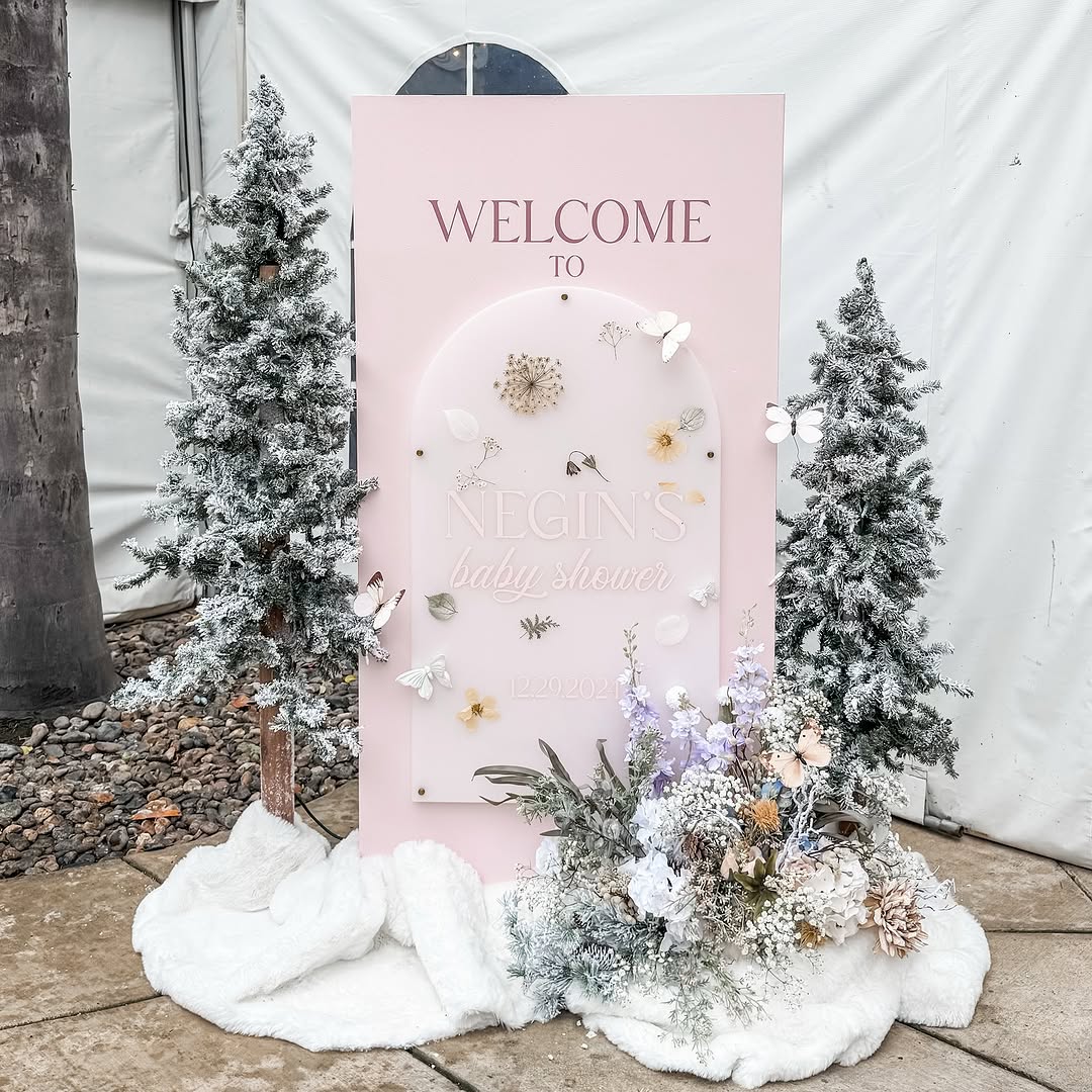 Pressed Flower Welcome Signage