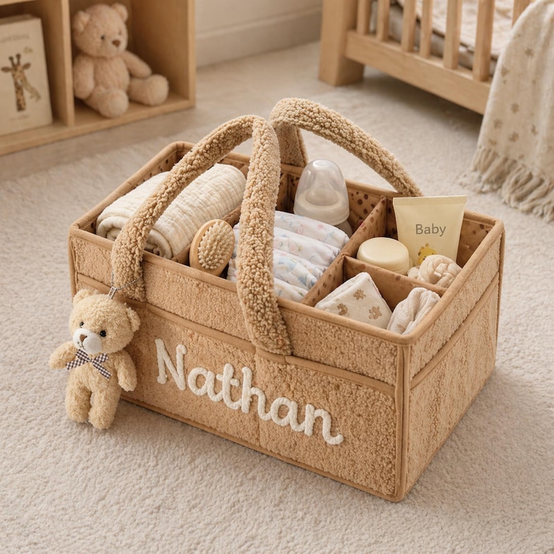 Teddy Bear Sherpa Diaper Caddy