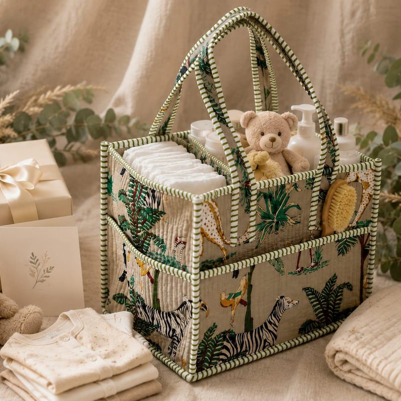Jungle Safari Canvas Diaper Organizer