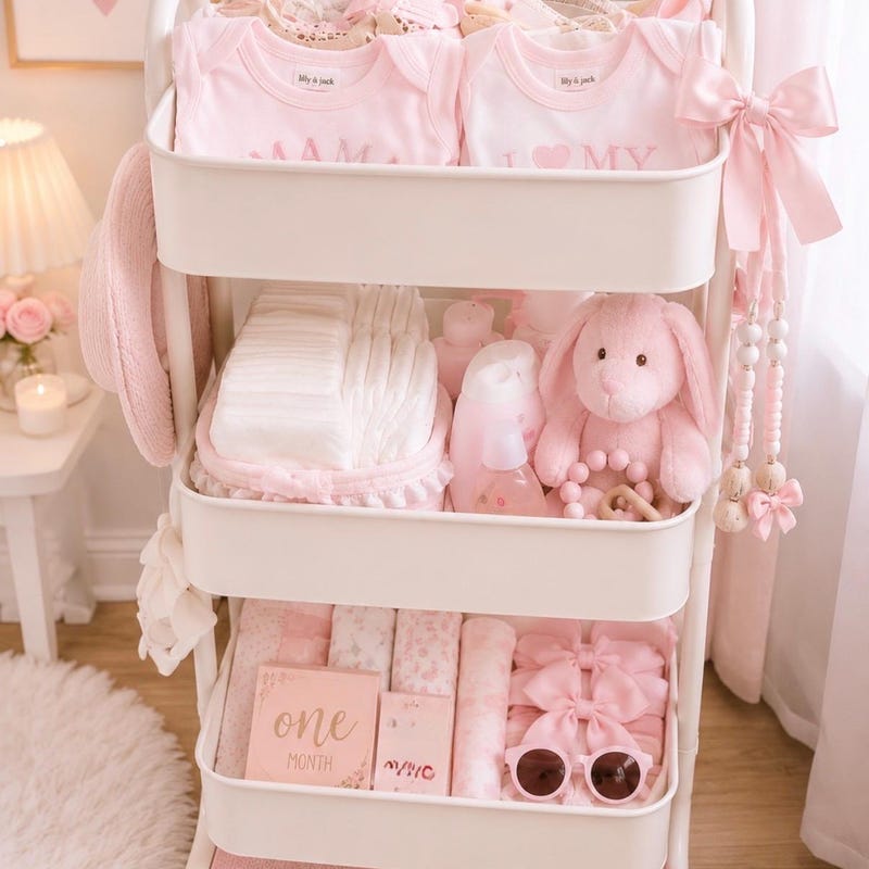 Pink Nursery Essentials Cart
