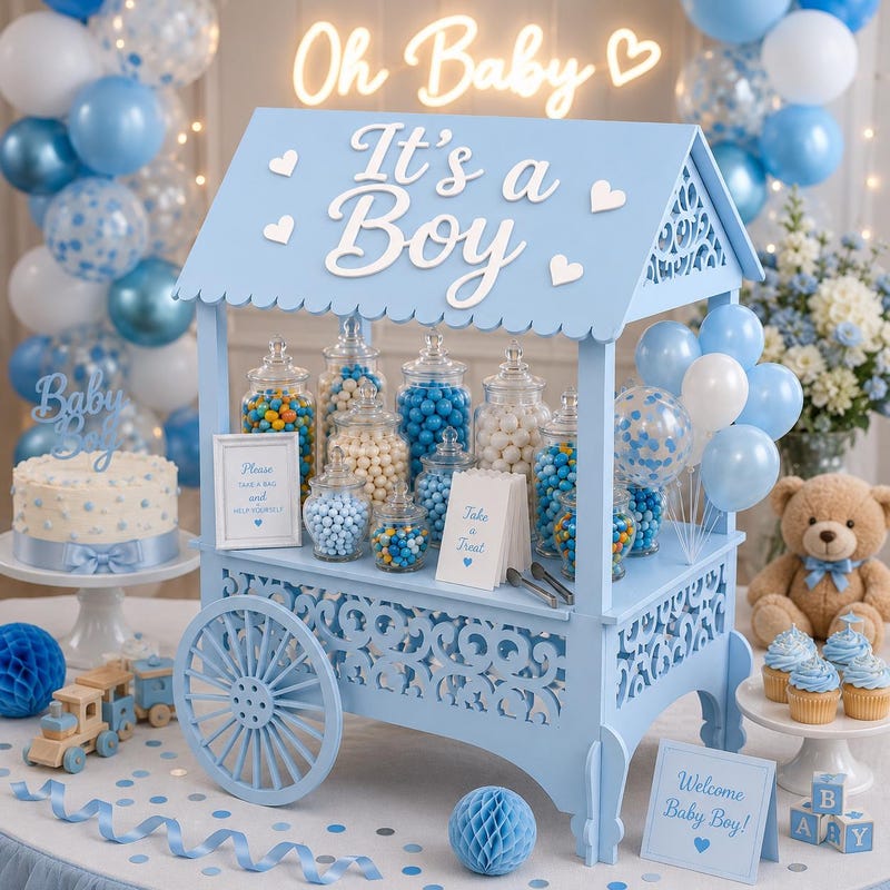 Blue Candy Stand Cart