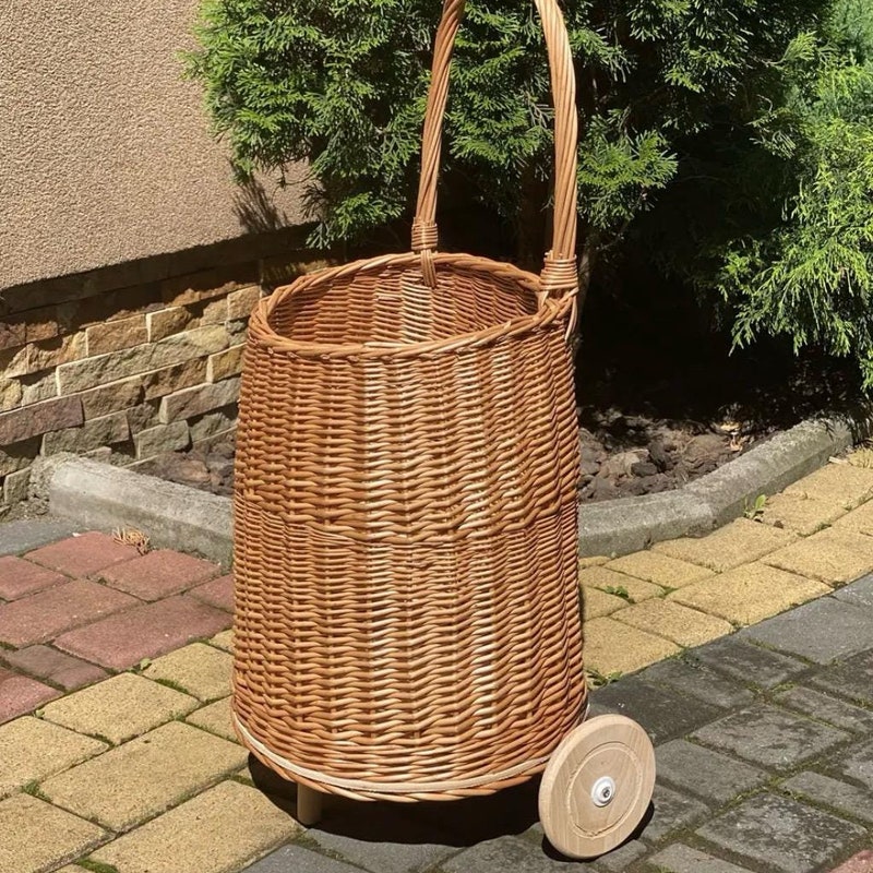 Tall Wicker Trolley Basket