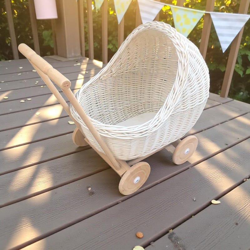 White Wicker Stroller Prop