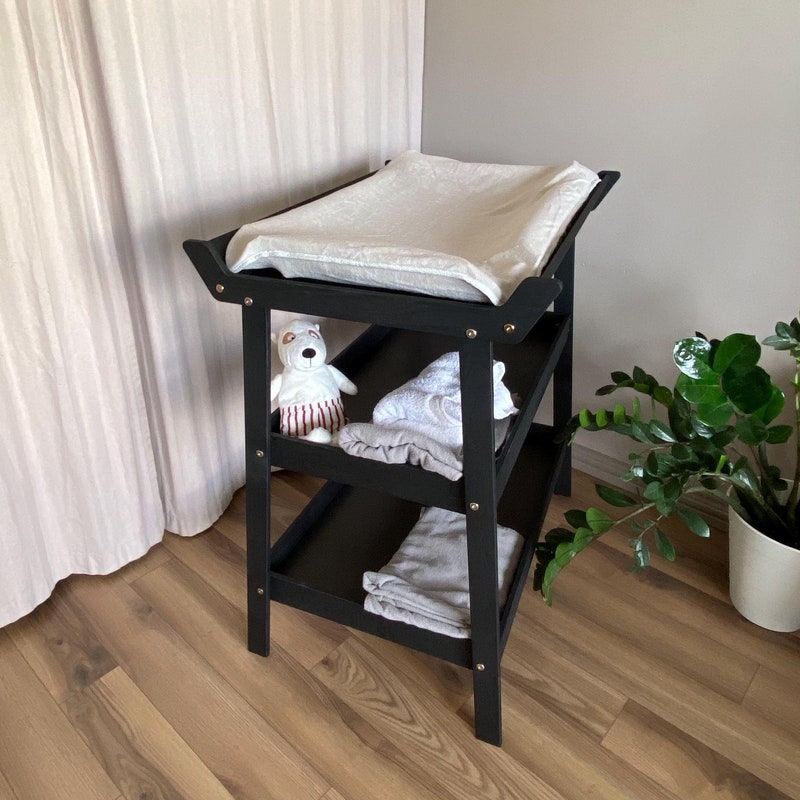 Black Wooden Changing Table Cart