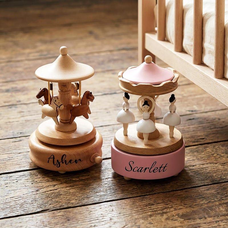 Personalised Wooden Carousel Music Box