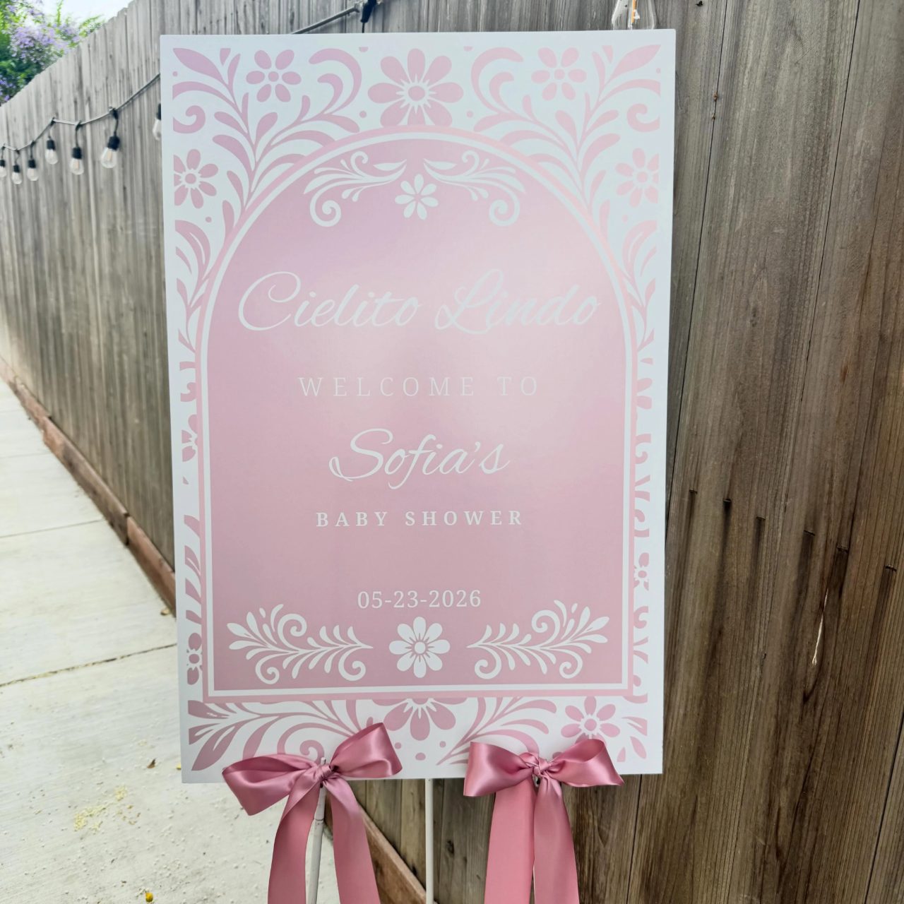 Pink Papel Picado Welcome Sign
