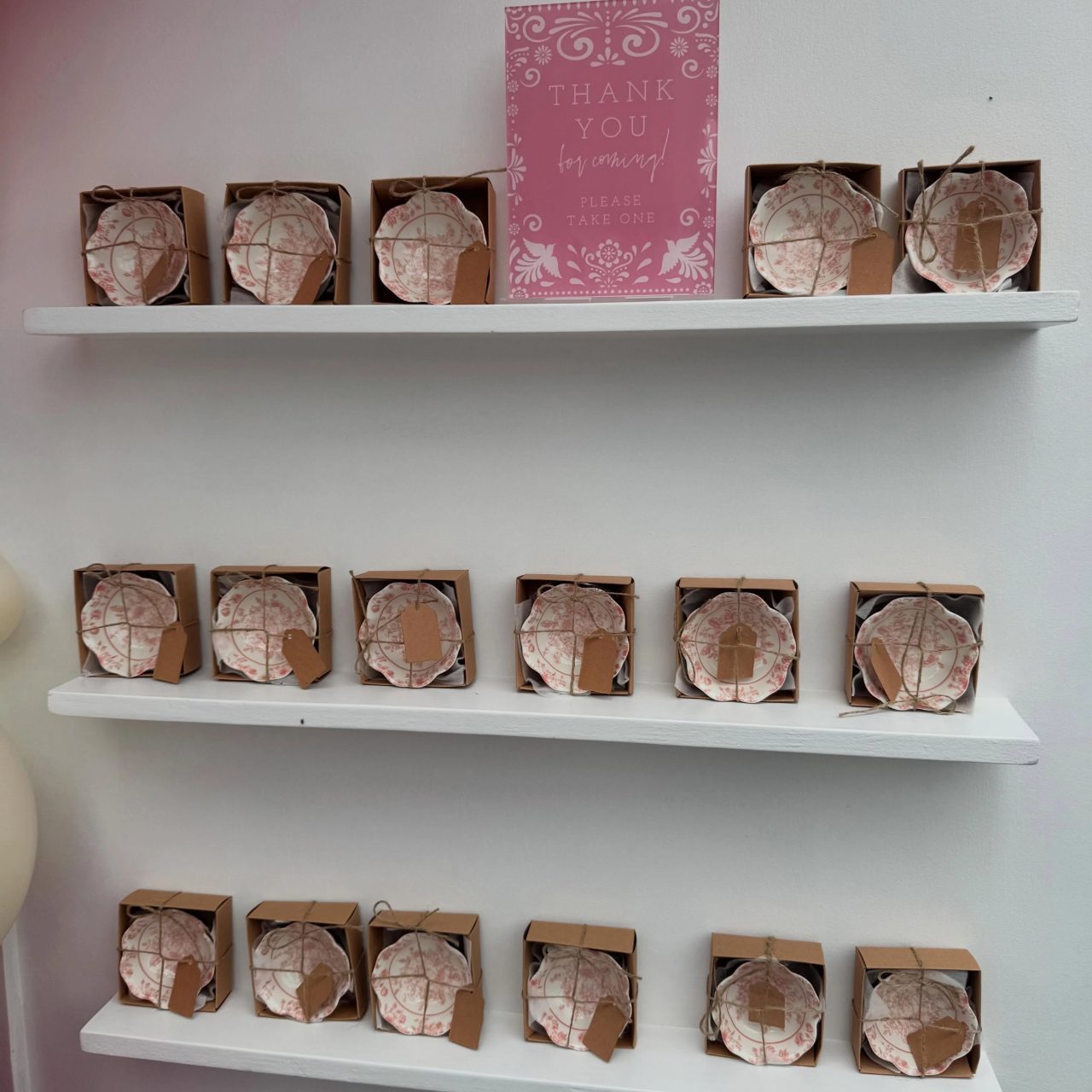 Shelf Displayed Ceramic Favor Boxes