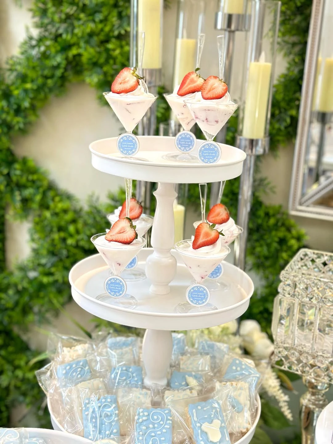 Tiered Strawberries and Cream Dessert Tower