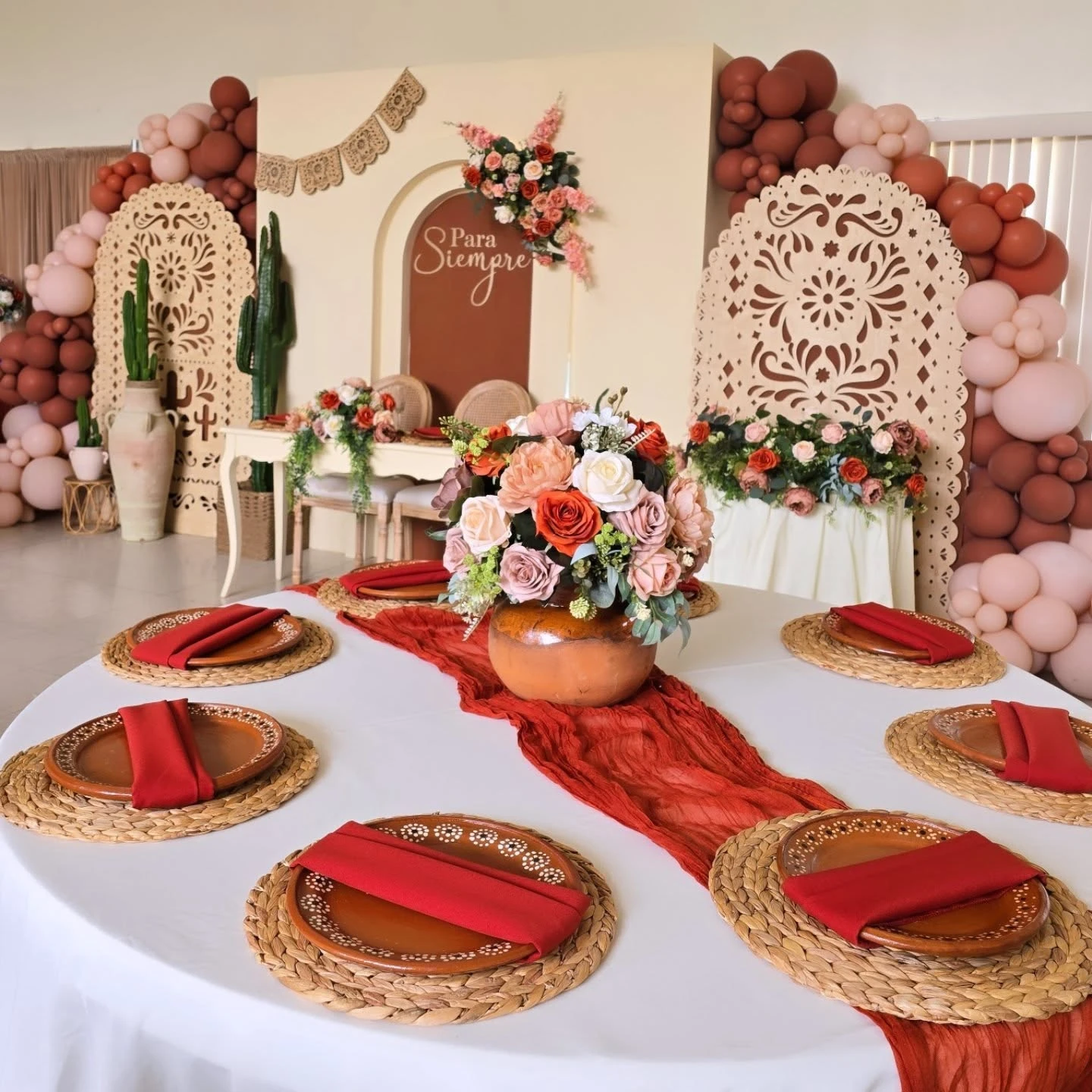 Earthy Terracotta Floral Table