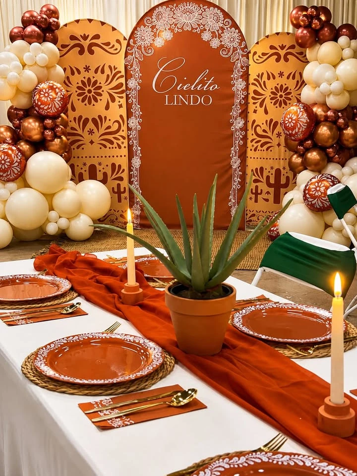 Terracotta Table Setting with Backdrop