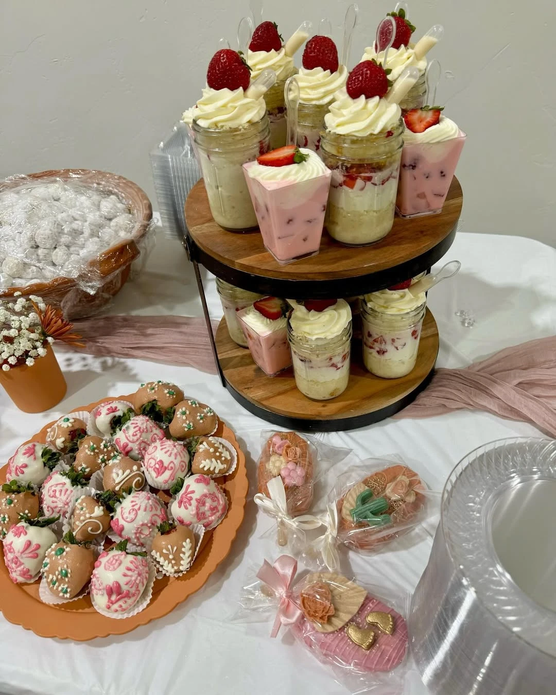 Tres Leches Dessert Cups and Dipped Strawberries