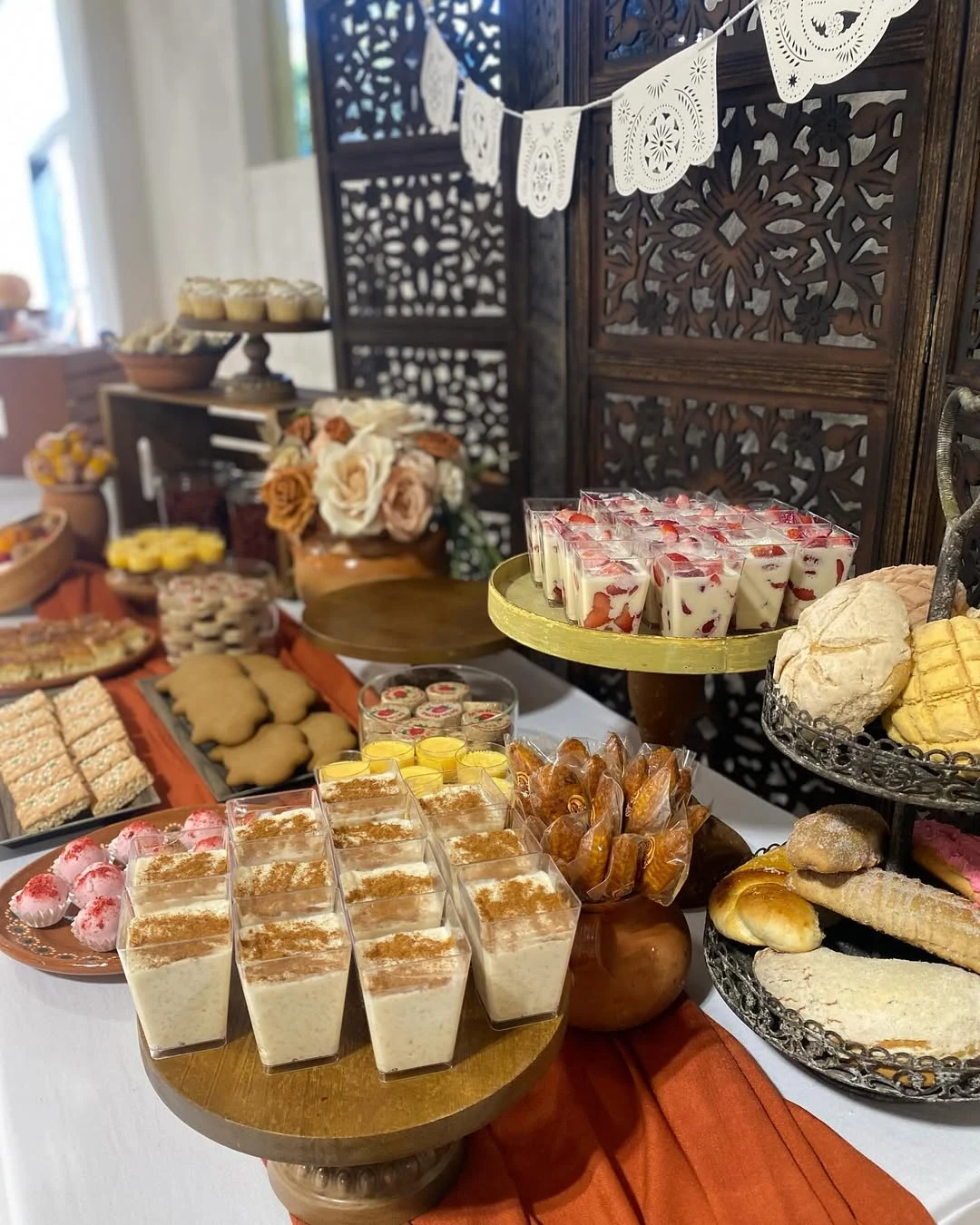 Arroz con Leche Cups and Sweet Bread Display