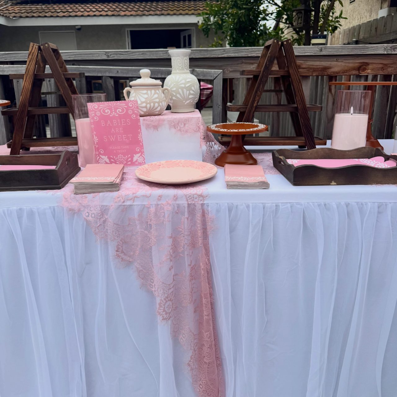 Pink Lace Table Display Setup