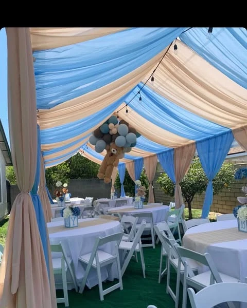 Draped Outdoor Tent Dining Area