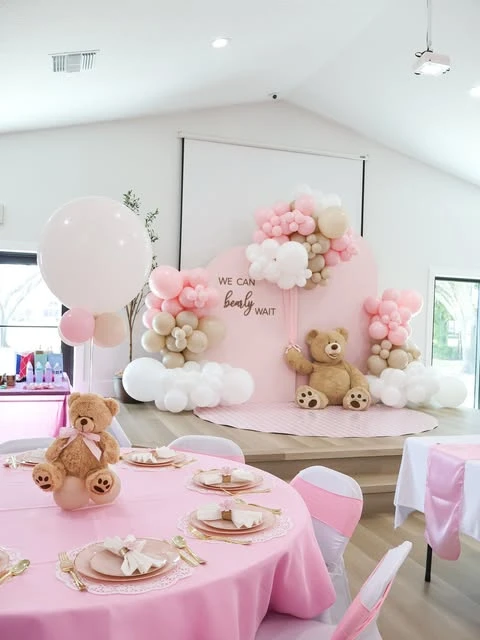 Sweet Pink Backdrop and Dining Setup