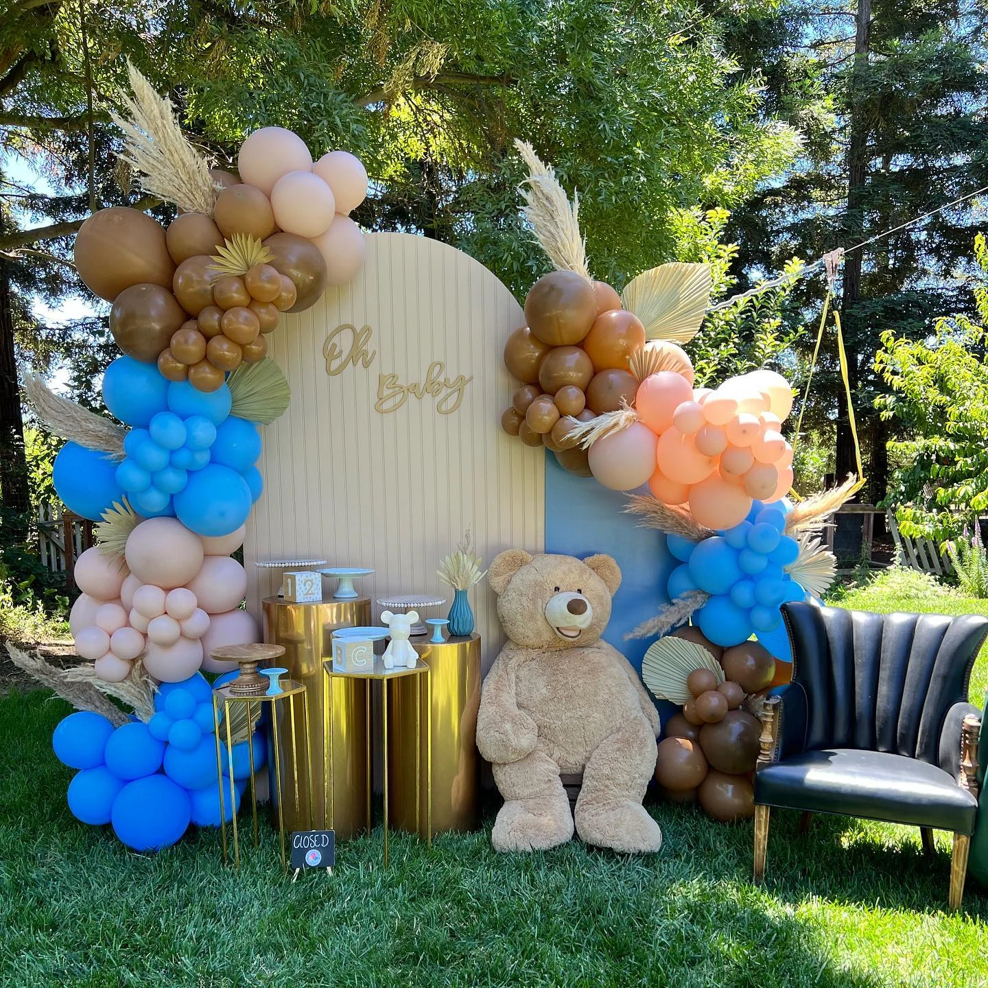 Vibrant Blue and Gold Dessert Backdrop