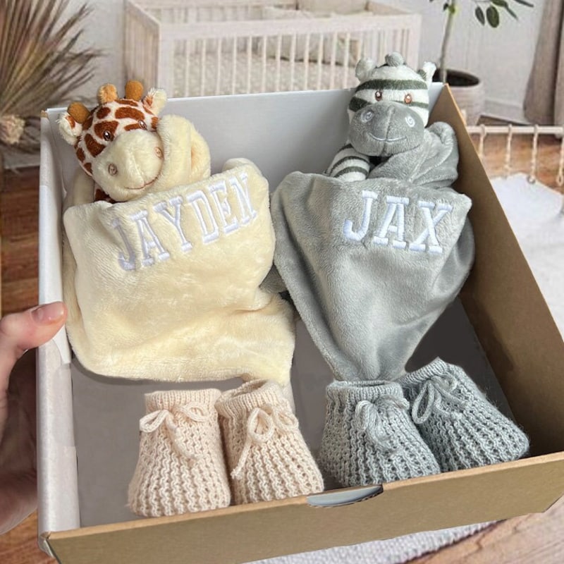 Personalised Animal Loveys and Bootie Box