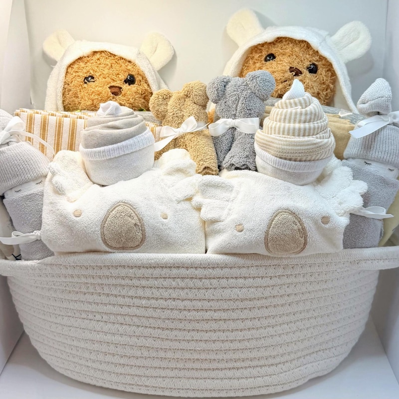 Koala Towel and Teddy Bear Bath Basket