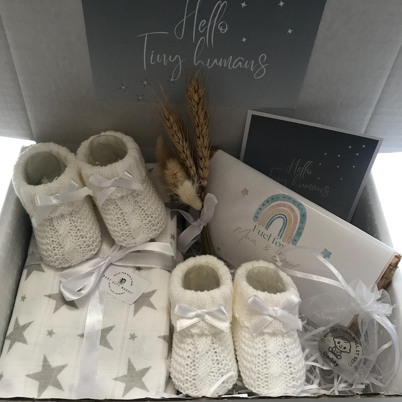 White Star Blanket and Knit Booties Box