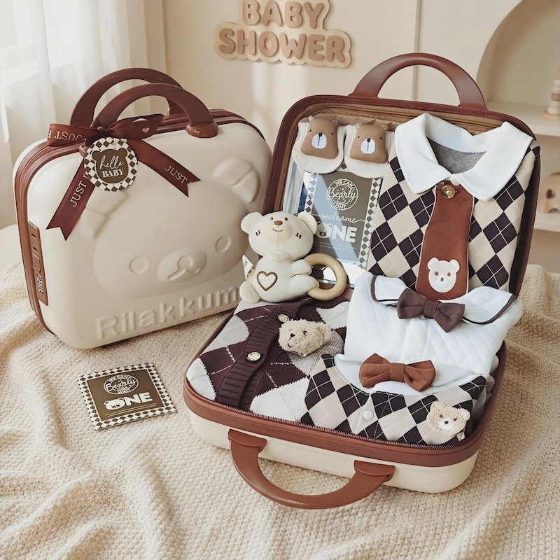 Preppy Argyle Suitcase Gift Set