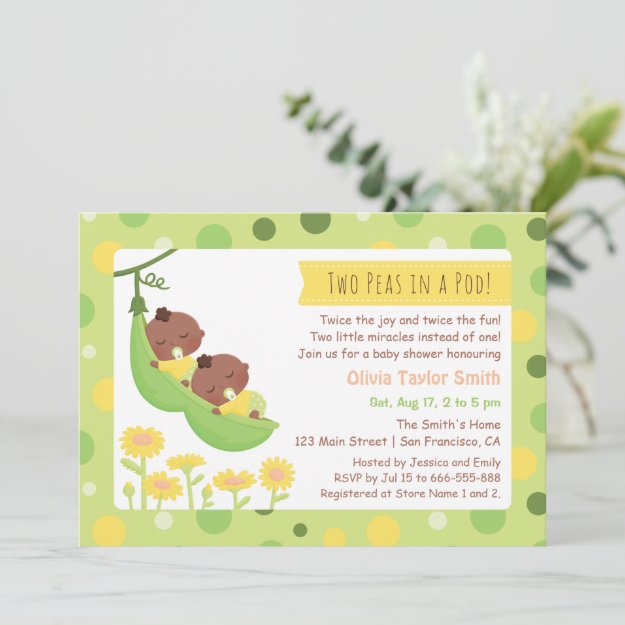 Polka Dot Twin Boy Invitation