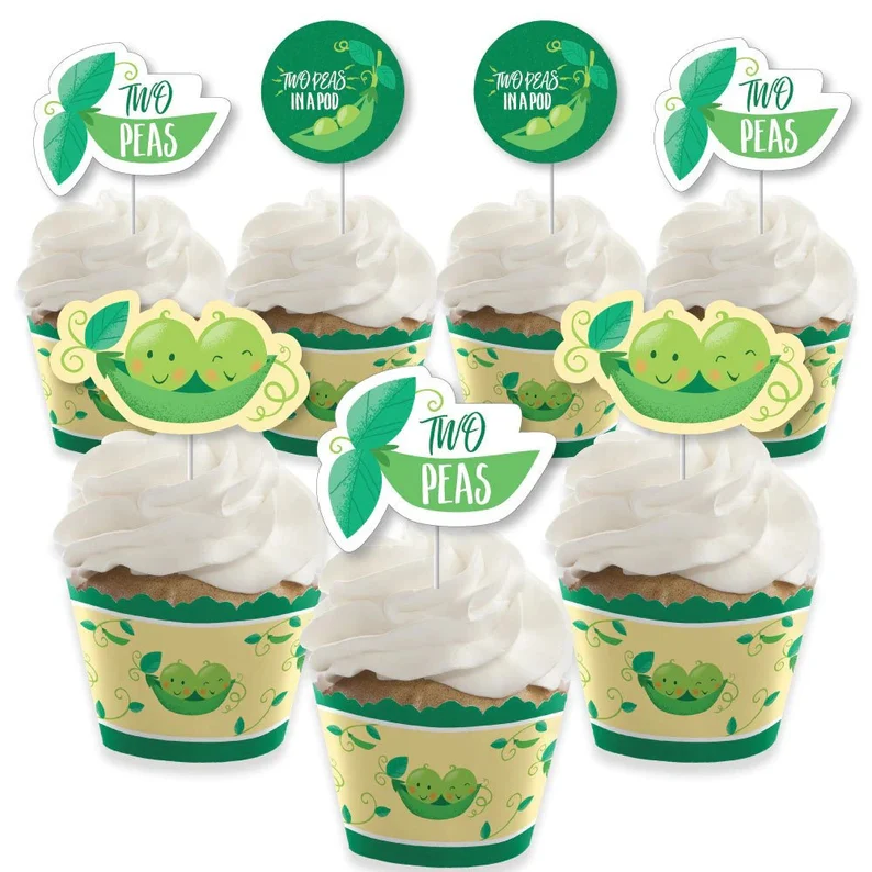 Printed Pea Pod Cupcake Wrappers