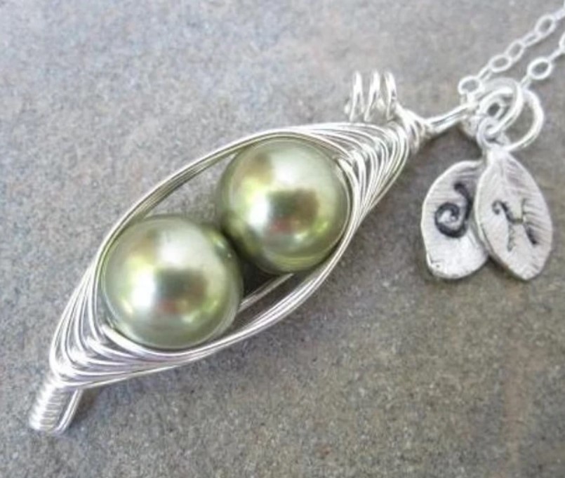 Wire Wrapped Pearl Pea Pendant