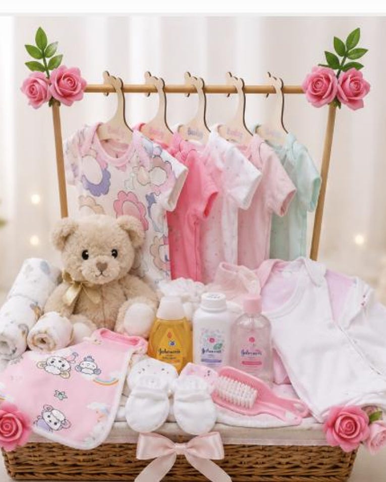 Pink Rose Clothing Display Basket