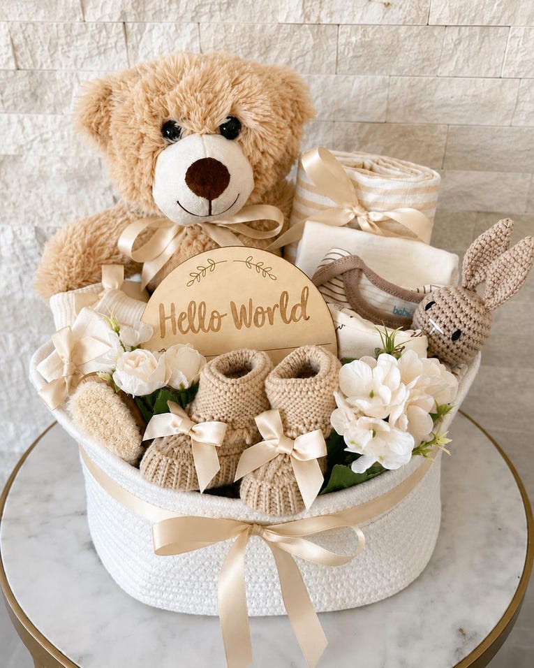 Warm Neutral Bear Gift Tub