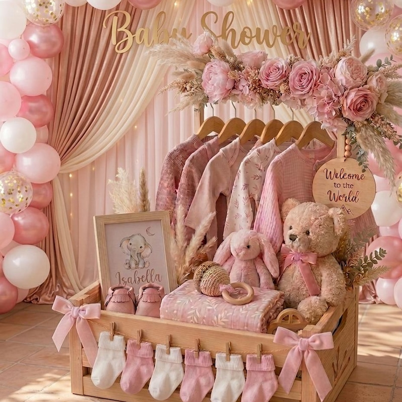 Luxury Pink Floral Clothing Crate