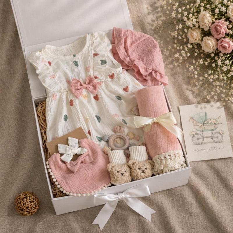 Dusty Rose Dress & Bonnet Set