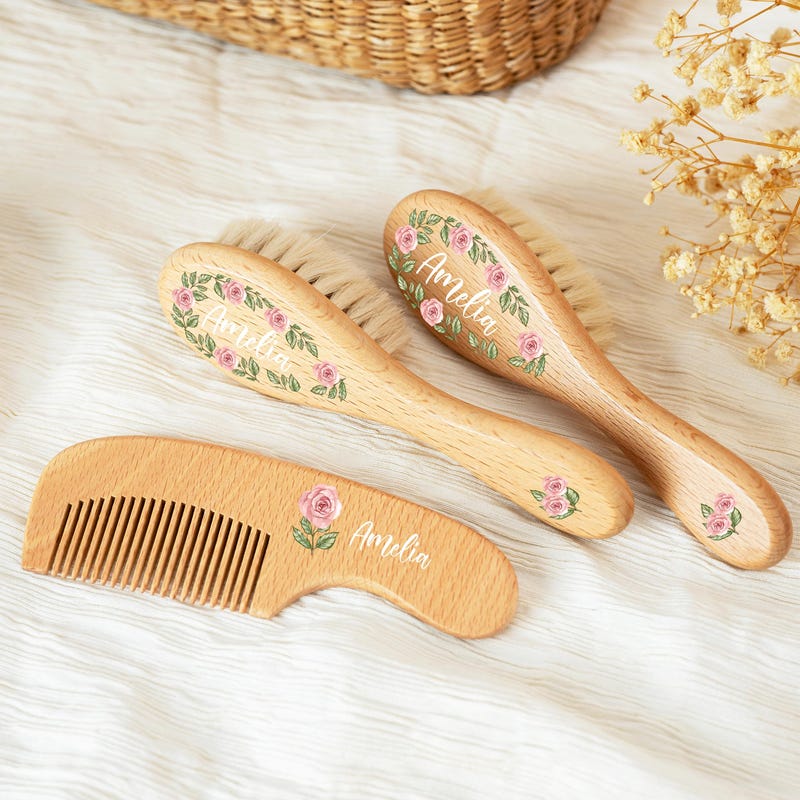 Custom Wooden Hairbrush Set
