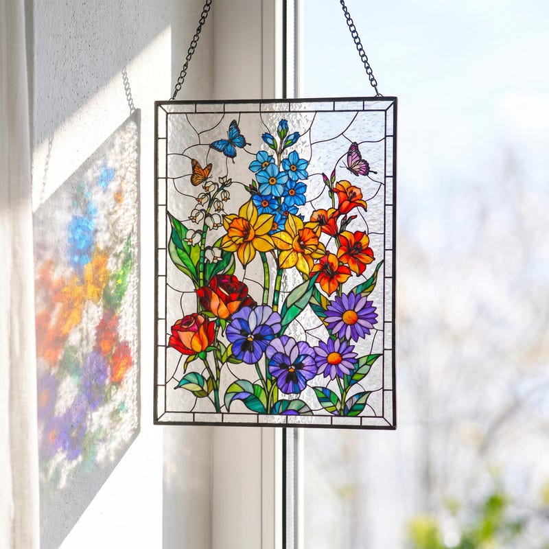 Stained Glass Flower Panel