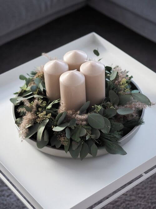 Candle Wreath Tray Arrangement