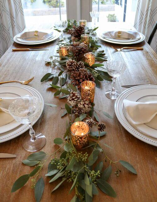 Eucalyptus and Pinecone Table Runner