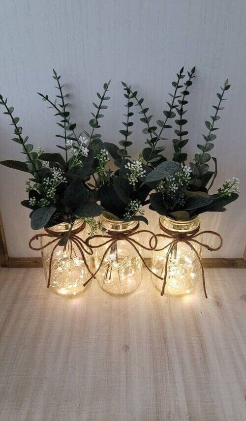 Fairy Light Mason Jar Trio