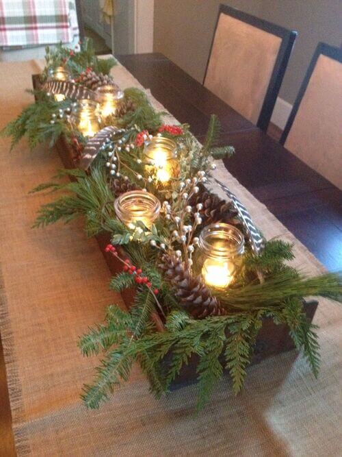 Feathered Rustic Wooden Box Centerpiece